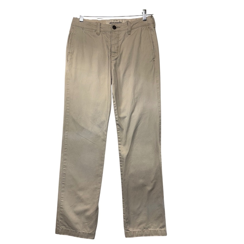 Abercrombie & Fitch Mens Chino Pants Tan Button Fly Cotton Twill 31x31